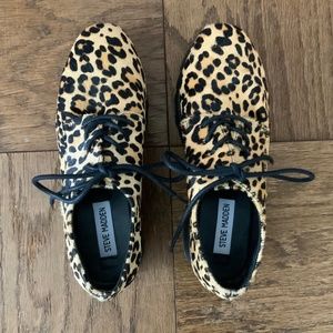 NWOT Steve Madden Keagan Creepers Leopard Platforms Cheetah Lace-up Loafers